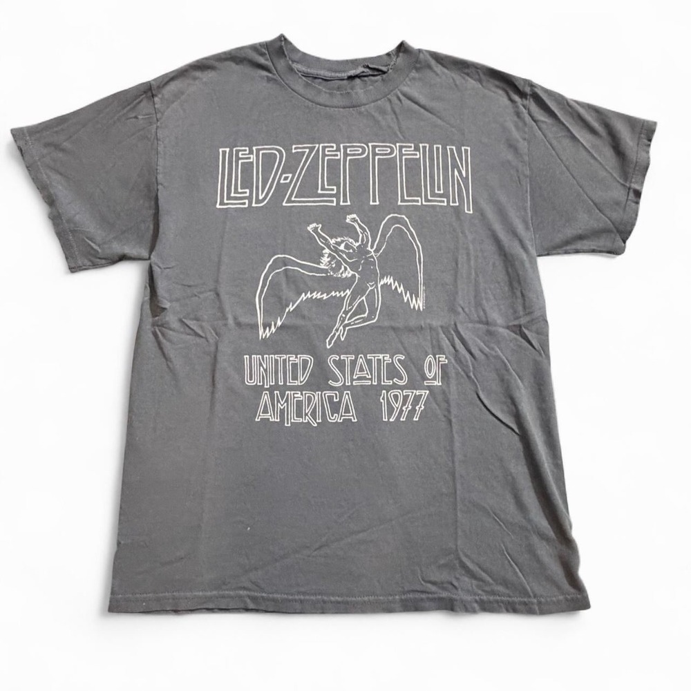 Led Zeppelin United States Of America 1977 Faded Gray T-Shirt Size Small